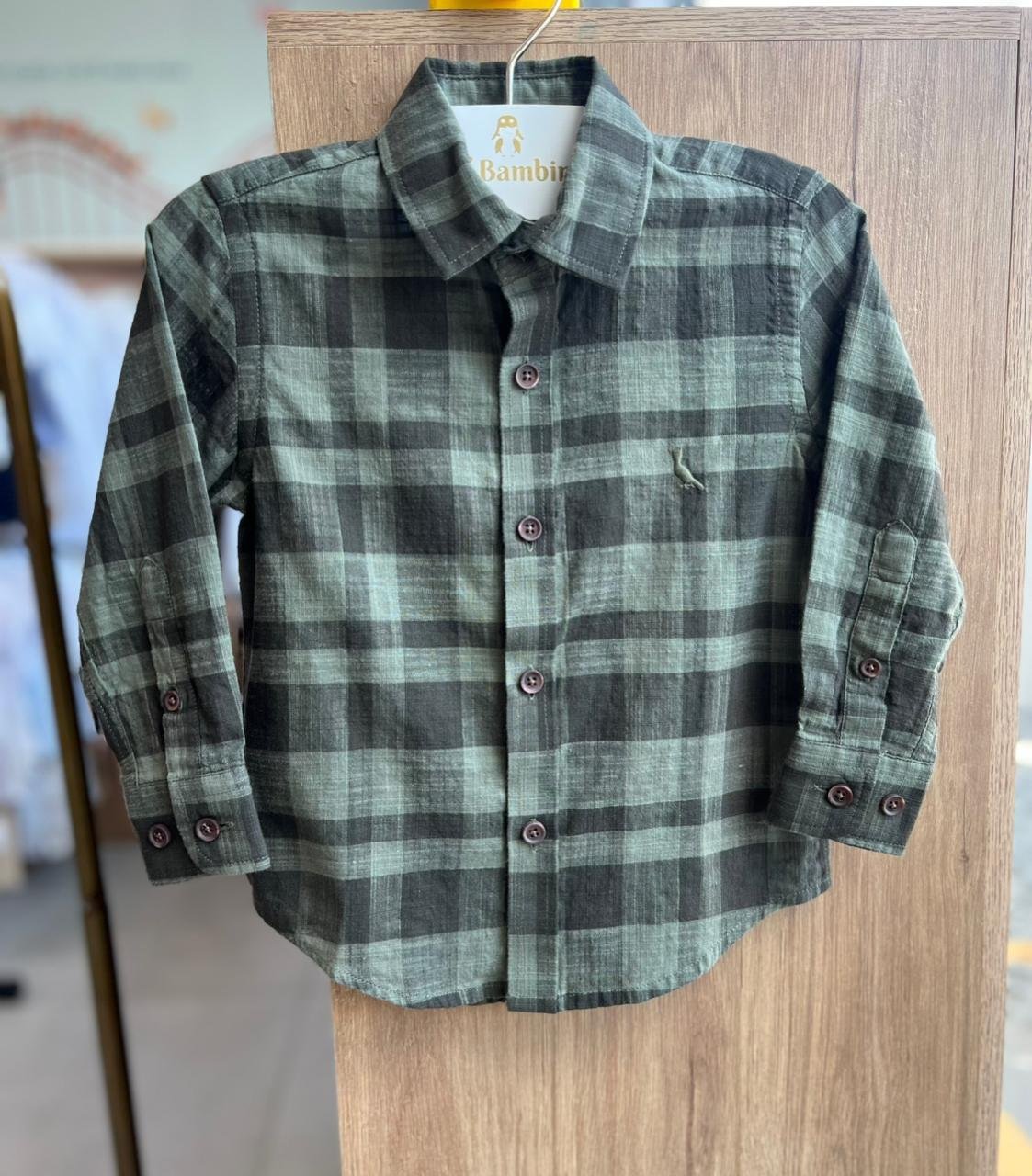 CAMISA MANGA LONGA XADREZ FLAME BOTÕES FESTA JUNINA MENINO RESERVA MINI - VERDE