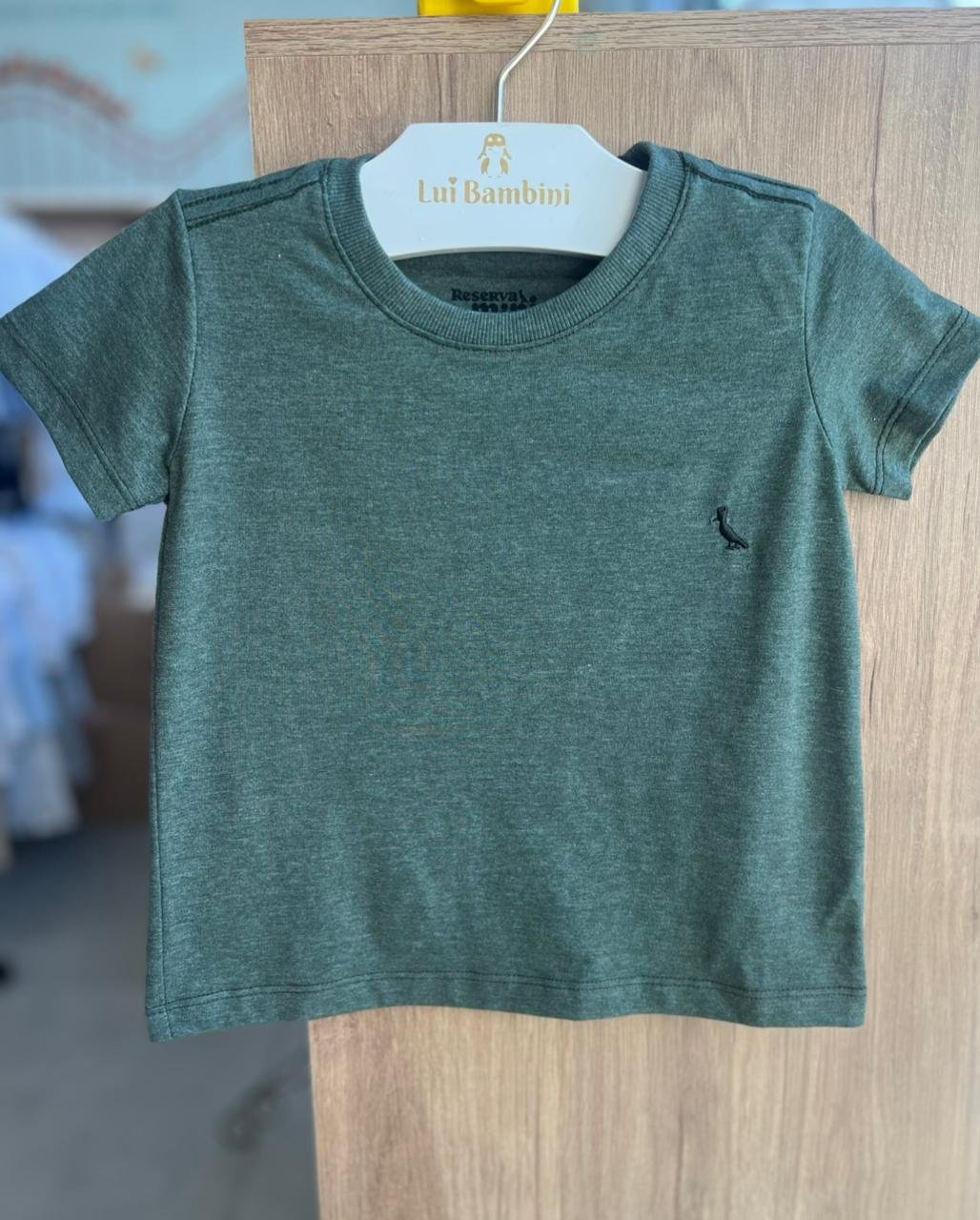CAMISETA MANGA CURTA PARIS MINIMALISTA PICA PAU BORDADO MENINO RESERVA MINI - VERDE