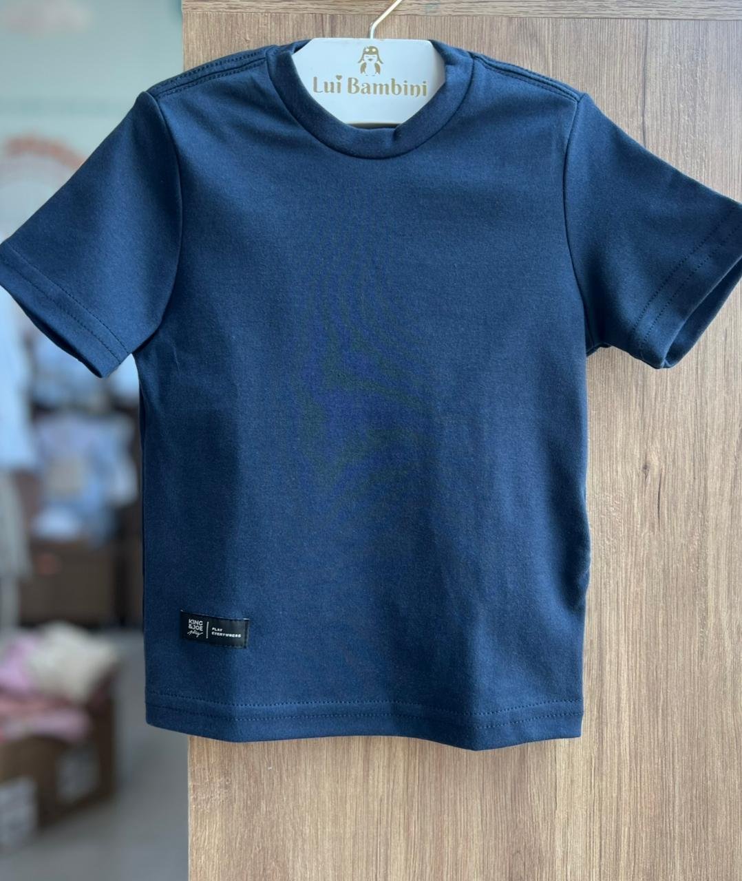 CAMISETA MANGA CURTA PREMIUM SUEDINE EGIPCIO BÁSICO LISO MENINO KING&JOE - MARINHO