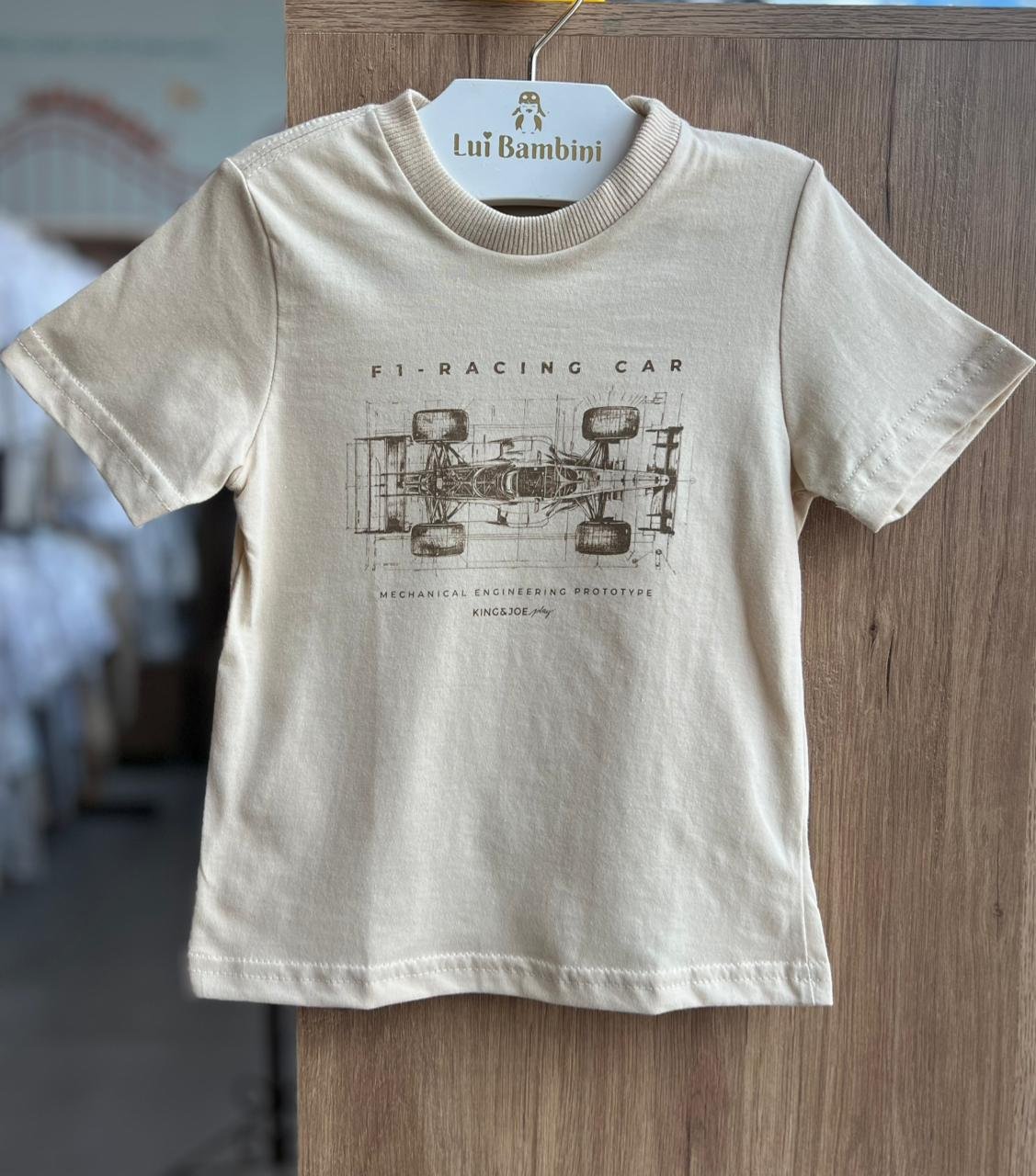 CAMISETA MANGA CURTA RACING CORRIDA F1 CARRO MENINO KING&JOE - AREIA