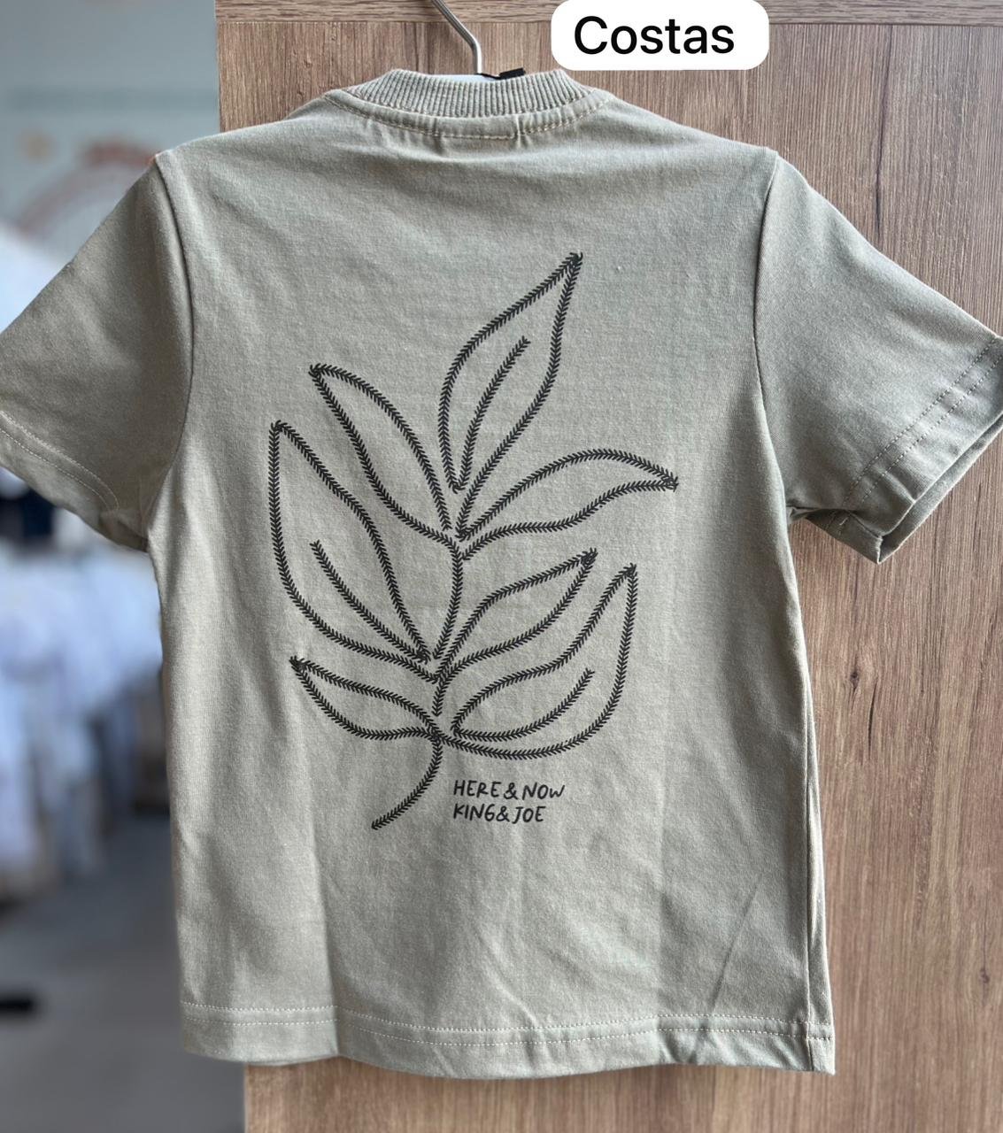 CAMISETA MANGA CURTA MALHA BRANCH FOLHAGEM MENINO KING&JOE MENINO - CAQUI