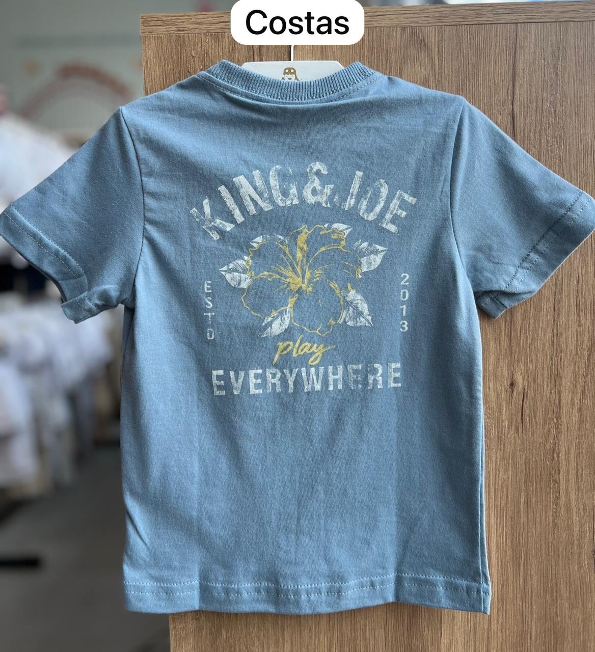 CAMISETA MANGA CURTA PLAY EVERYWHERE FLOR COSTAS MENINO KING&JOE - AZUL