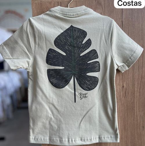 CAMISETA MANGA CURTA FOLHA MENINO KING&JOE - CINZA