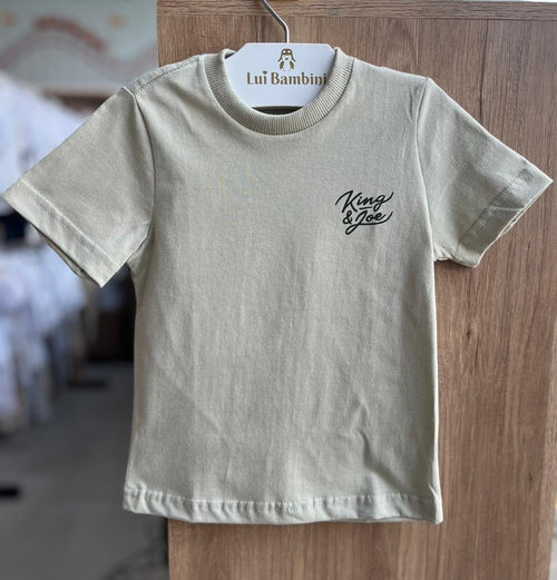 CAMISETA MANGA CURTA FOLHA MENINO KING&JOE - CINZA