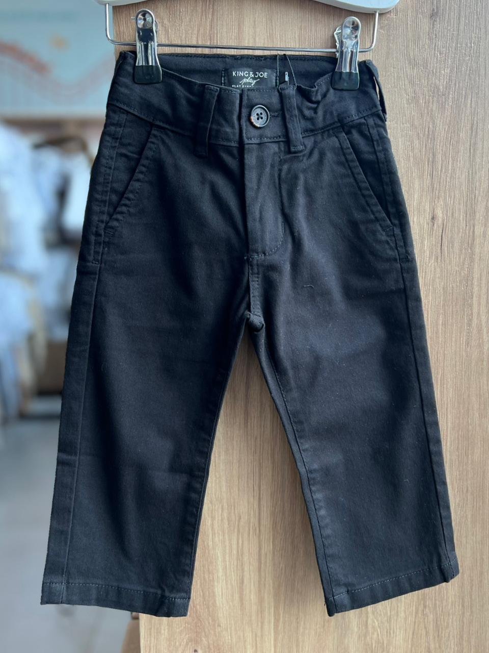 CALÇA SARJA FLEXTWILL SLIM BOLSO FACA AJUSTE INTERNO MENINO KING&JOE - PRETO