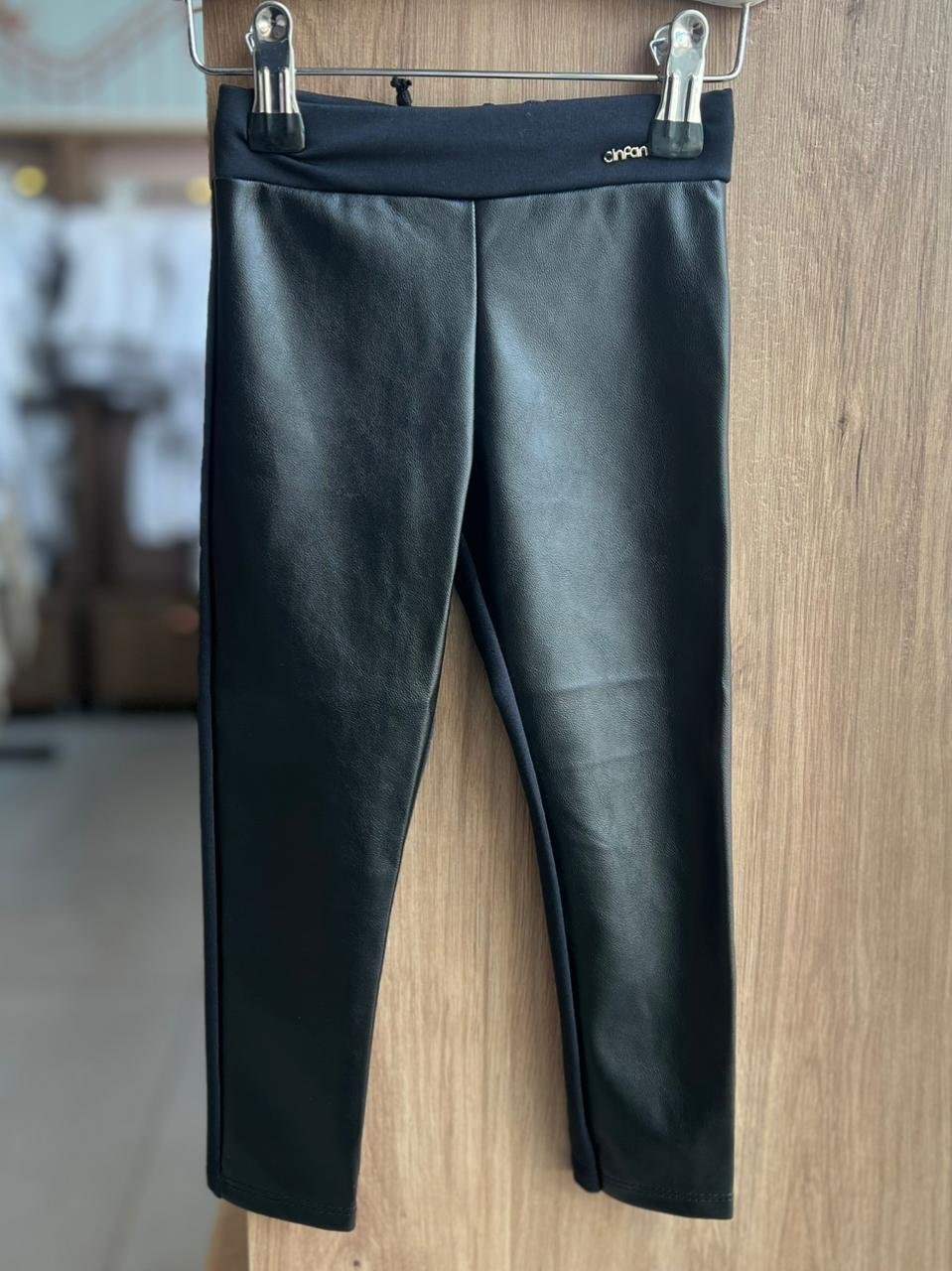 CALÇA LEGGING COURINO ELÁSTICO CÓS BÁSICA LISA MENINA INFANTI - PRETO