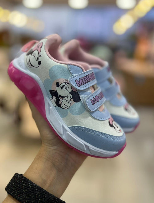 TÊNIS LED CADARÇO DUPLO MINNIE MOUSE MENINA DYAN - BRANCO/AZUL