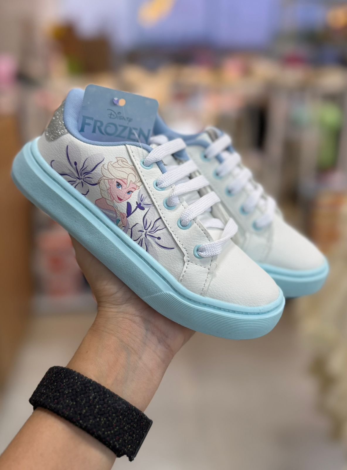 TÊNIS CADARÇO FROZEN ELSA GLITTER MENINA DYAN - BRANCO/AZUL