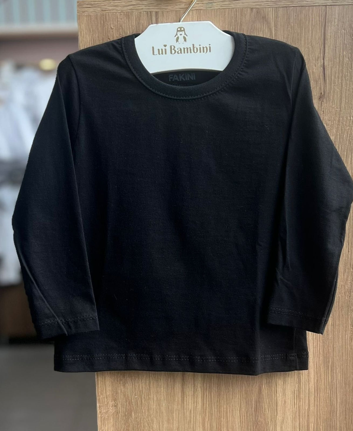 CAMISETA MANGA LONGA BÁSICA LISA MENINO FAKINI - PRETO
