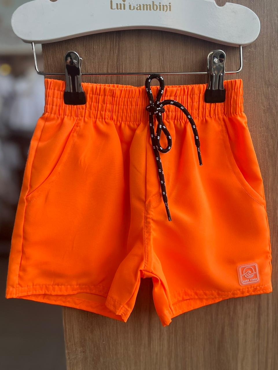 BERMUDA SHORT TECTEL BOLSO CORDÃO ELÁSTICO CÓS MENINO FAKINI - LARANJA NEON