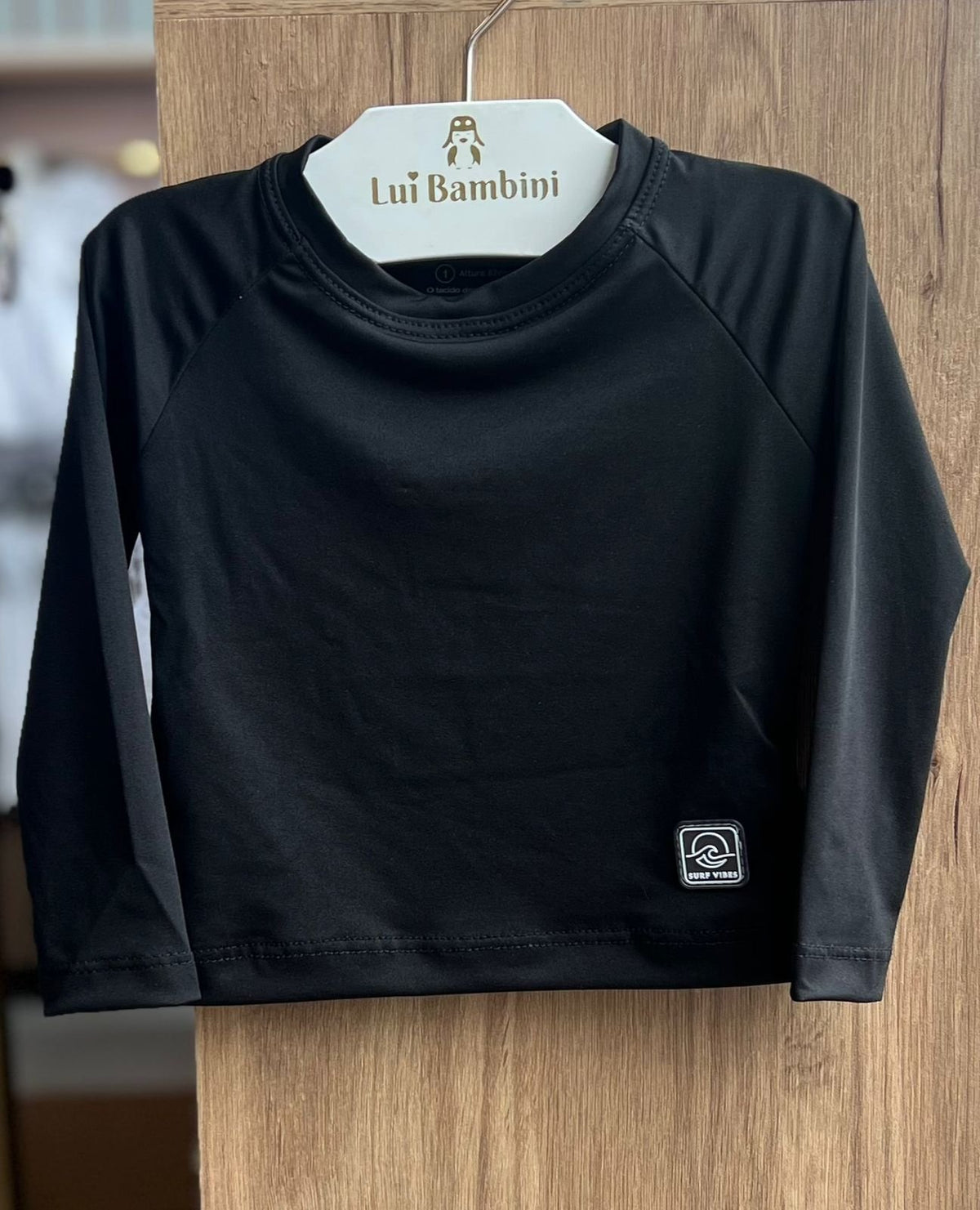 CAMISETA MANGA LONGA LISO BÁSICO PROTEÇÃO UV50+ UNISSEX MENINO MENINA FAKINI - PRETO