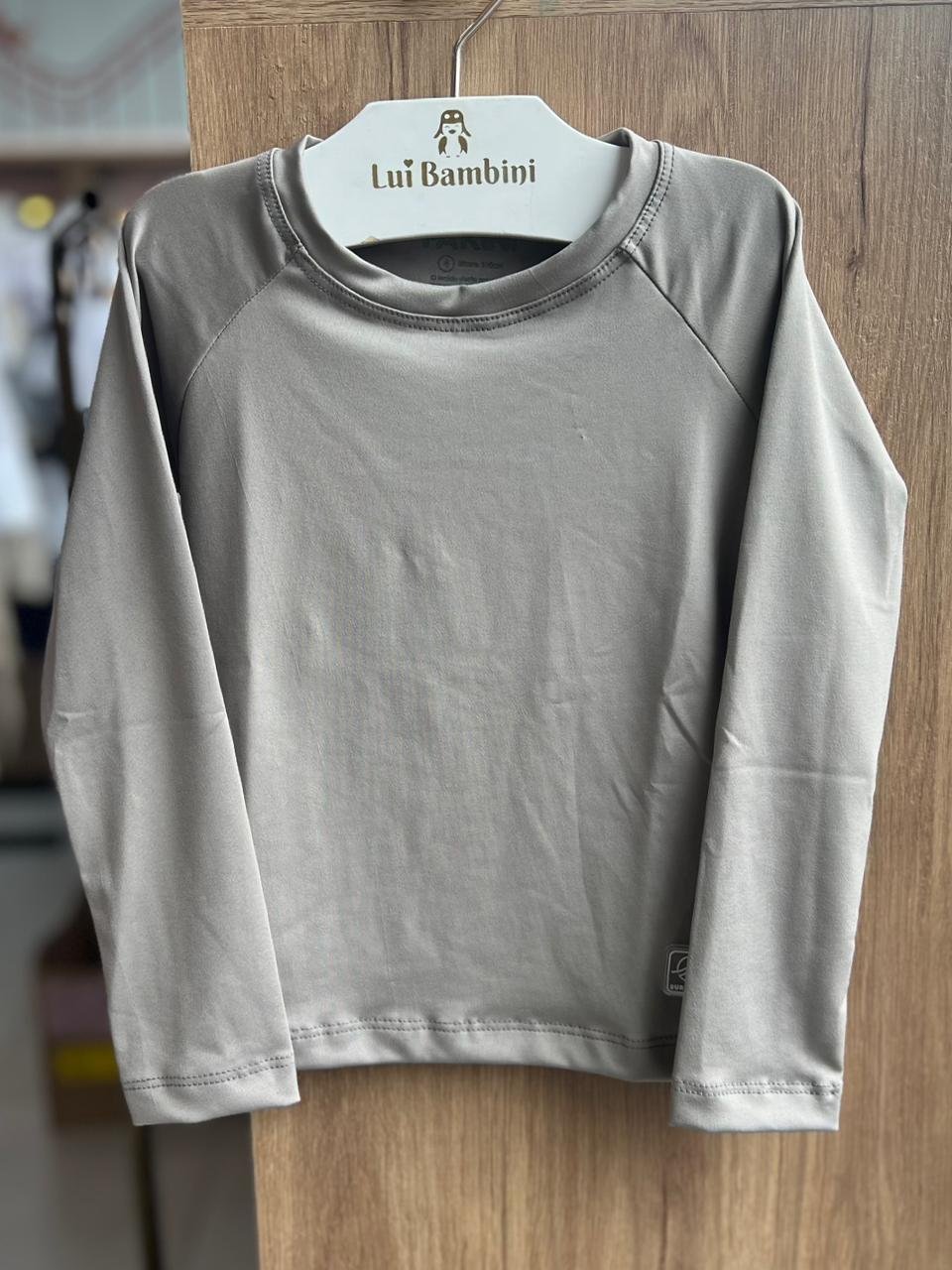 CAMISETA MANGA LONGA LISO BÁSICO PROTEÇÃO UV50+ UNISSEX MENINO MENINA FAKINI - CINZA