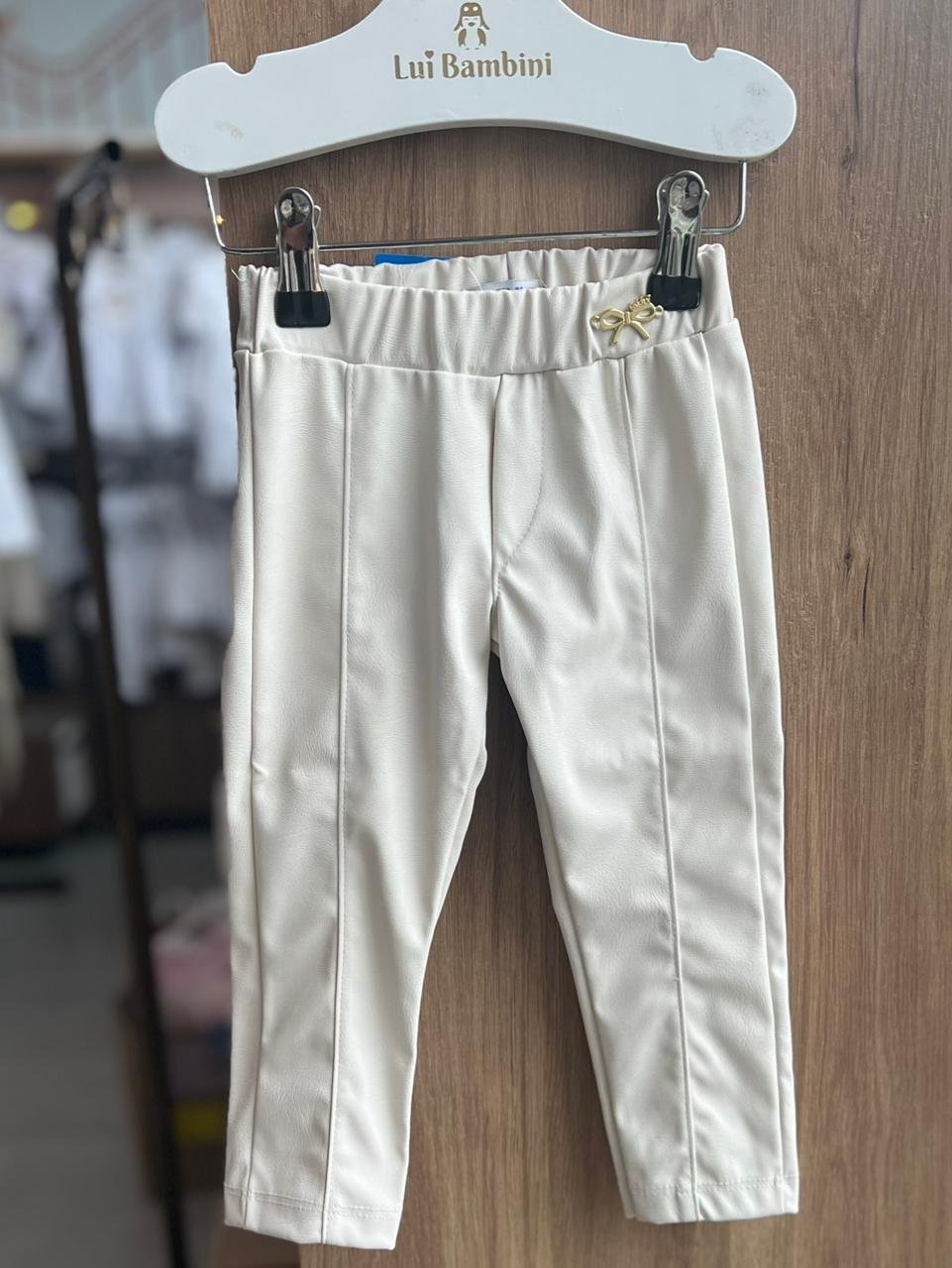 CALÇA LEGGING LAÇO MINIMALISTA PINGENTE ELÁSTICO CÓS CIRRE MENINA FAKINI - OFF