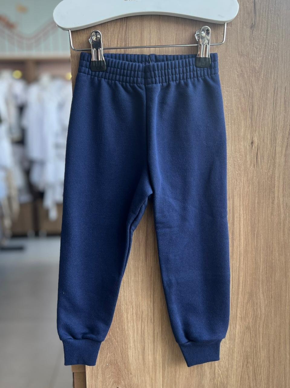 CALÇA ELÁSTICO CÓS MOLETOM BÁSICO LISO MENINO FAKINI - MARINHO