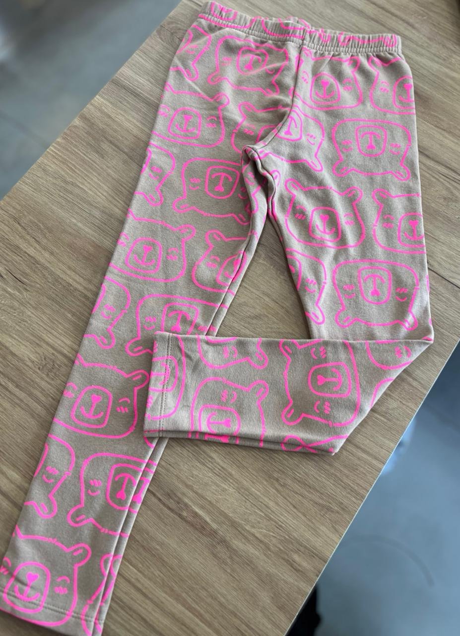 CALÇA LEGGING CAPIVARAS ELÁSTICO CÓS MENINA FAKINI - MARROM