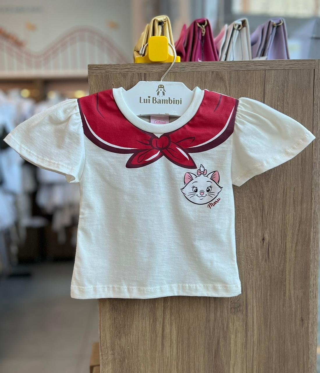 BLUSA MANGA CURTA GATINHA MARIE LAÇO ESTAMPADO MENINA FAKINI - OFF