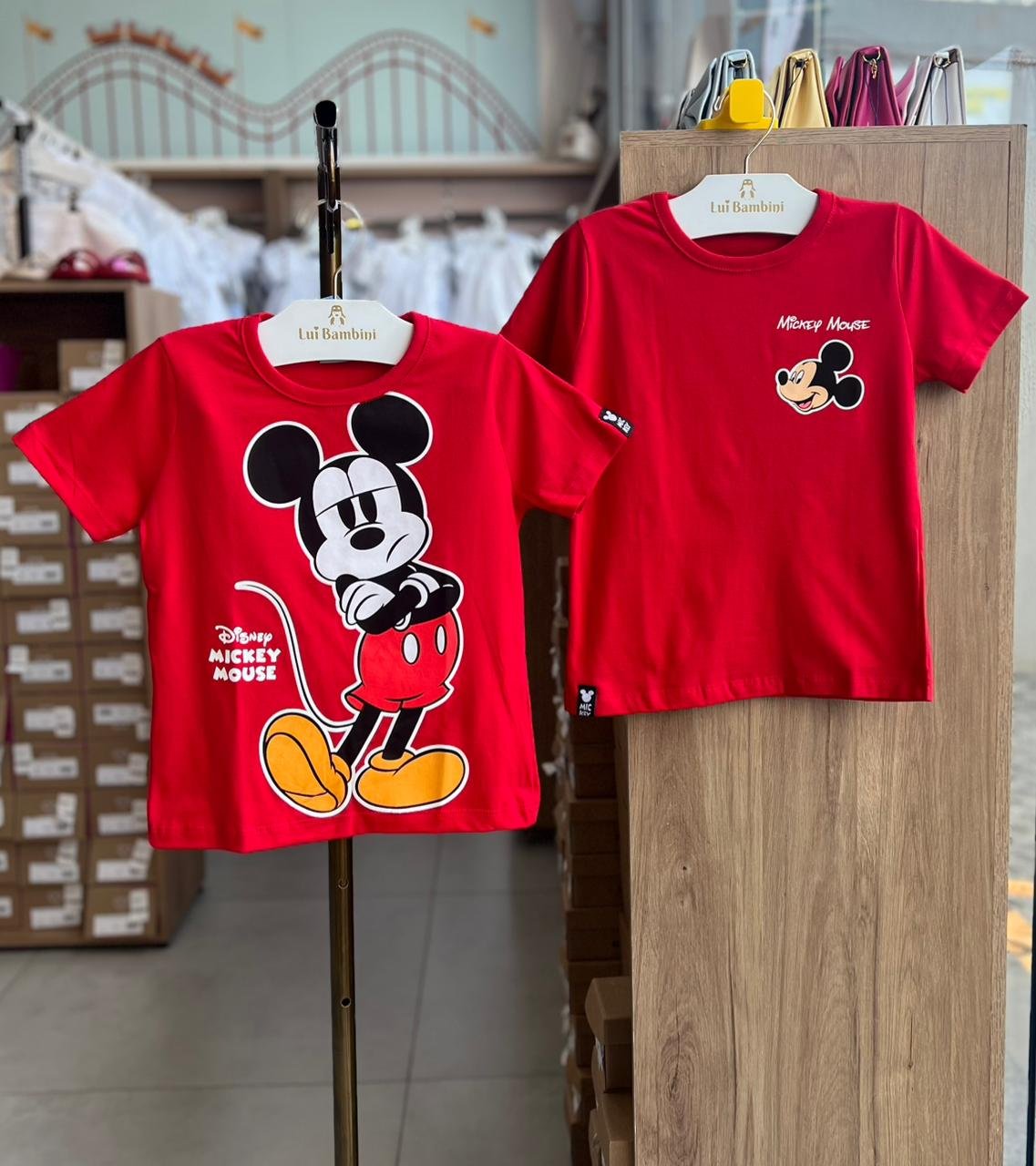 CAMISETA MANGA CURTA MICKEY MOUSE MINIMALISTA MENINO FAKINI - VERMELHO
