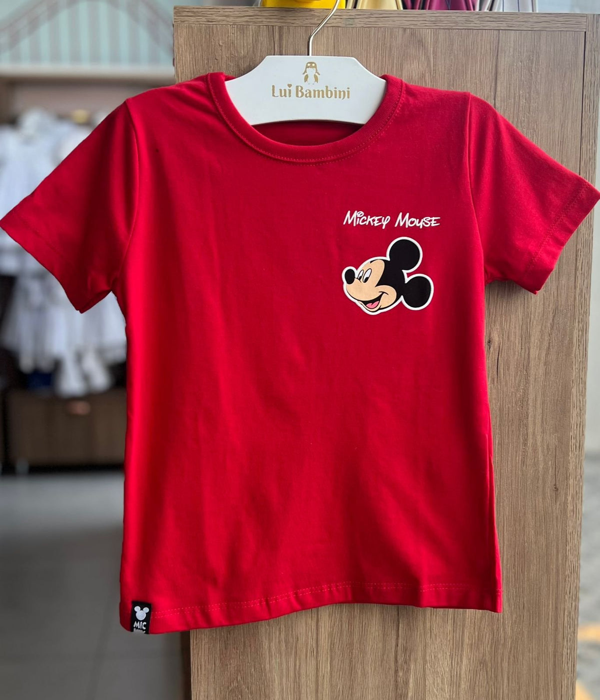 CAMISETA MANGA CURTA MICKEY MOUSE MINIMALISTA MENINO FAKINI - VERMELHO