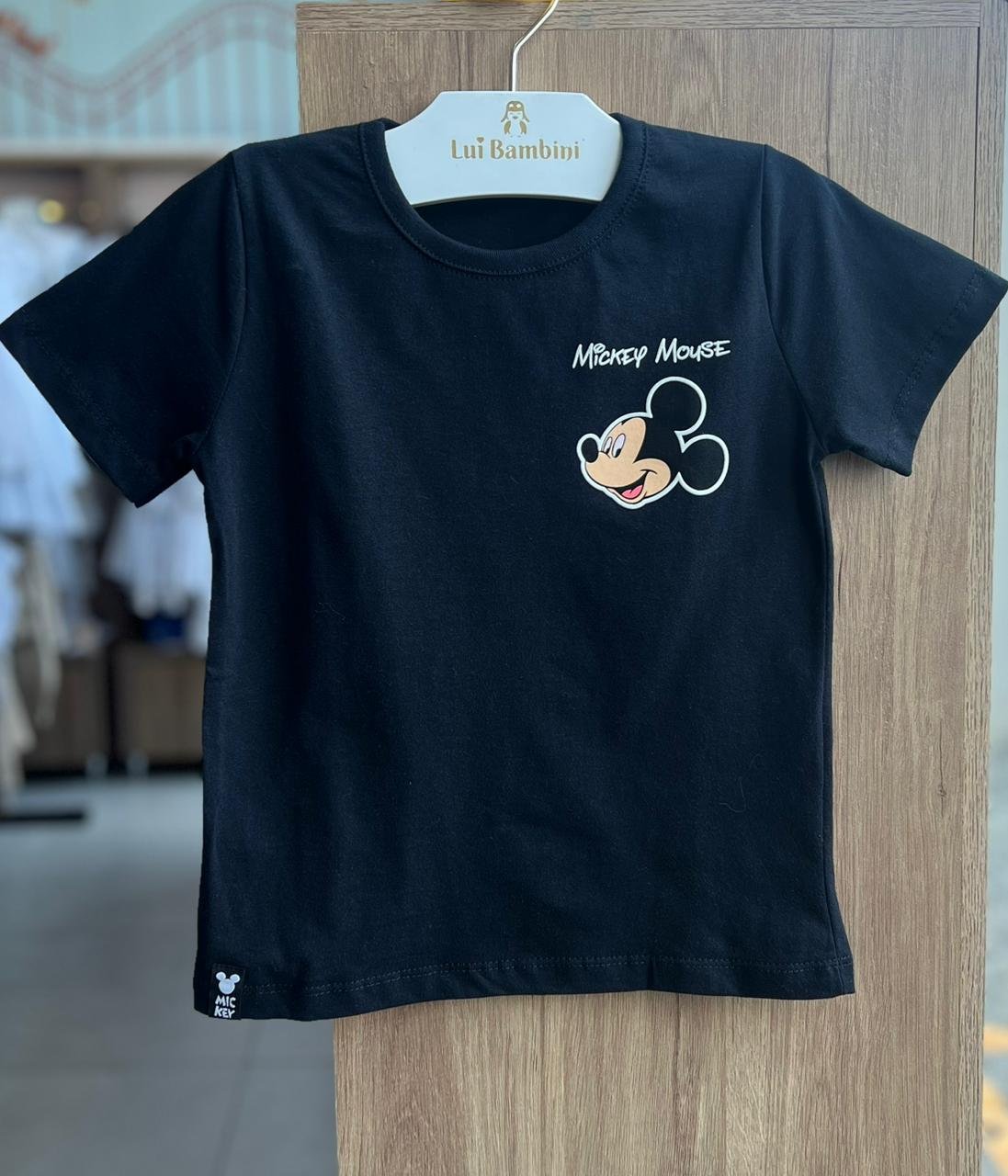 CAMISETA MANGA CURTA MICKEY MOUSE MINIMALISTA MENINO FAKINI - PRETO