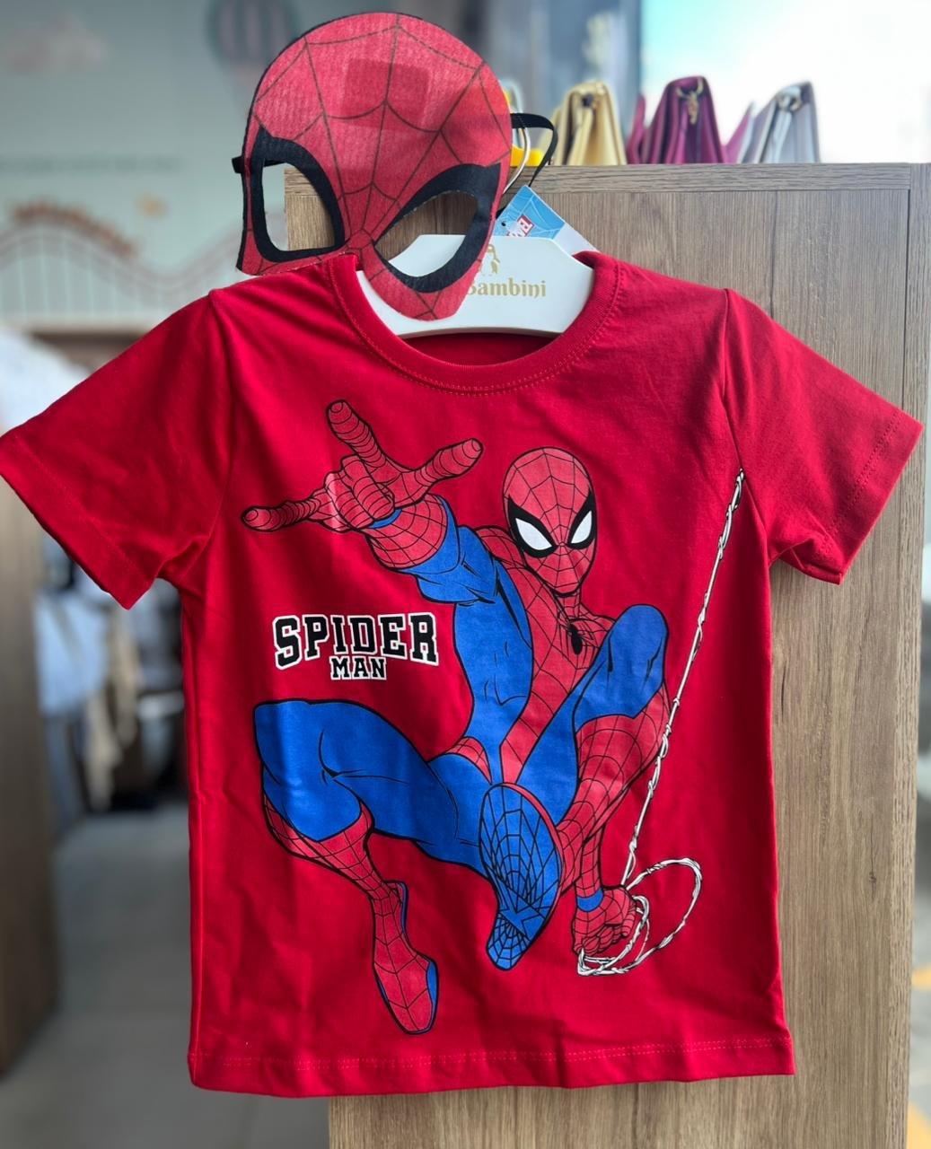CAMISETA MANGA CURTA HOMEM ARANHA SPIDER MAN E MASCARA MENINO FAKINI - VERMELHO
