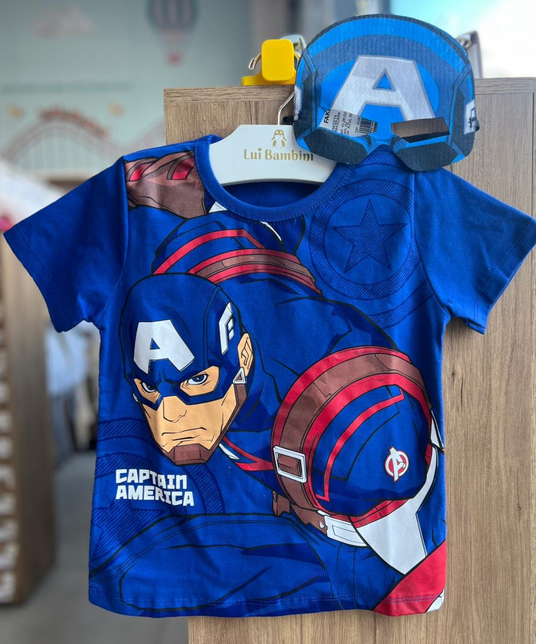 CAMISETA MANGA CURTA CAPITÃO AMÉRICA HEROI MARVEL MENINO FAKINI - AZUL