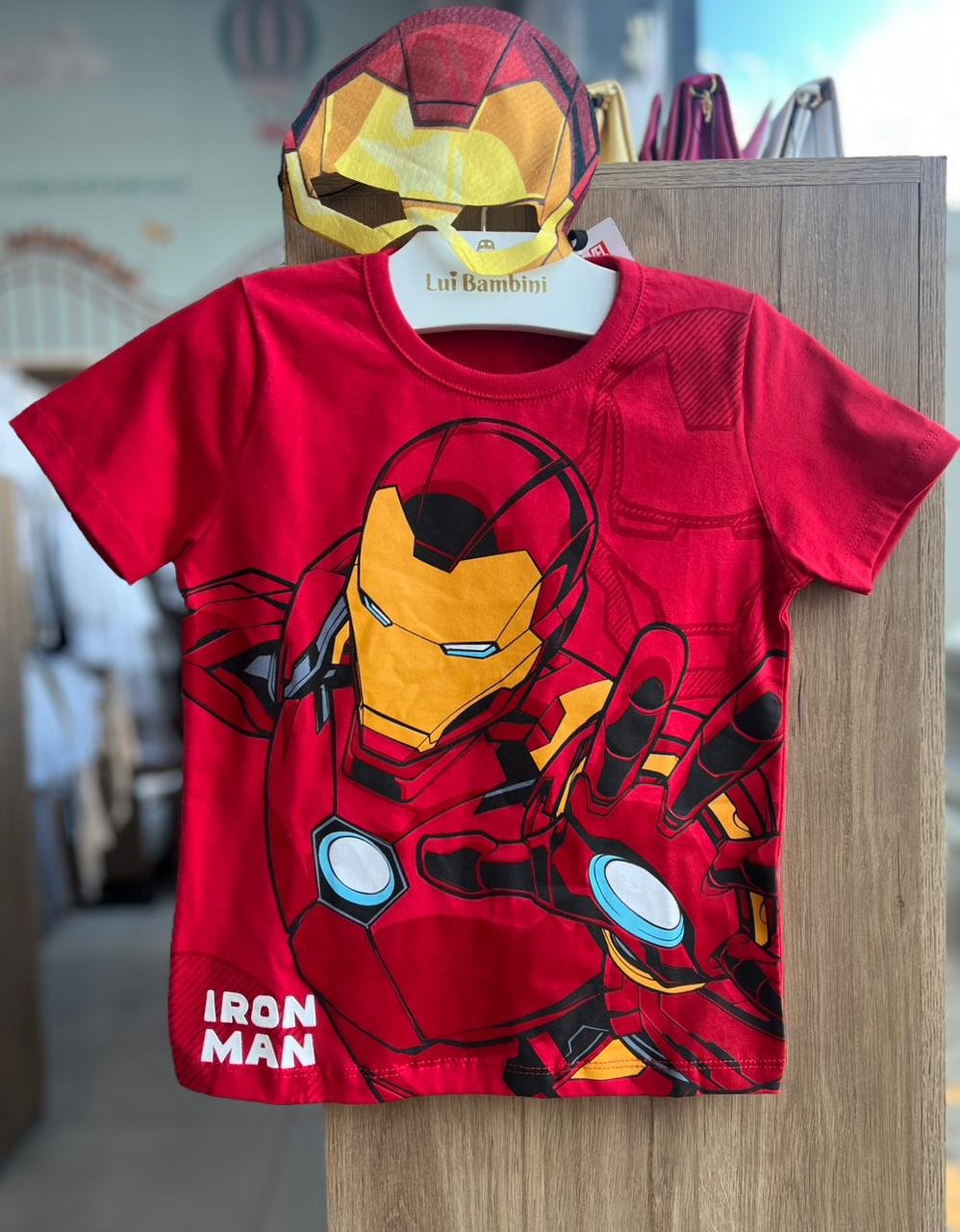 CAMISETA MANGA CURTA HOMEM DE FERRO HEROI MARVEL MENINO FAKINI - VERMELHO