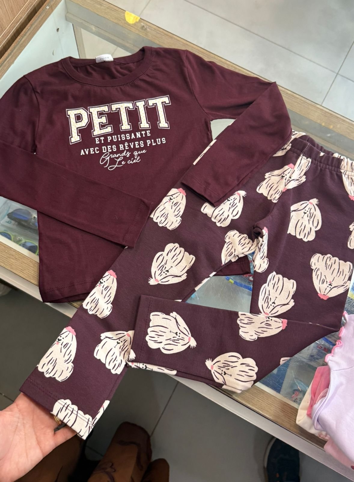 CONJUNTO BLUSA MANGA LONGA PETIT E CALÇA LEGGING MENINA FAKINI - VINHO