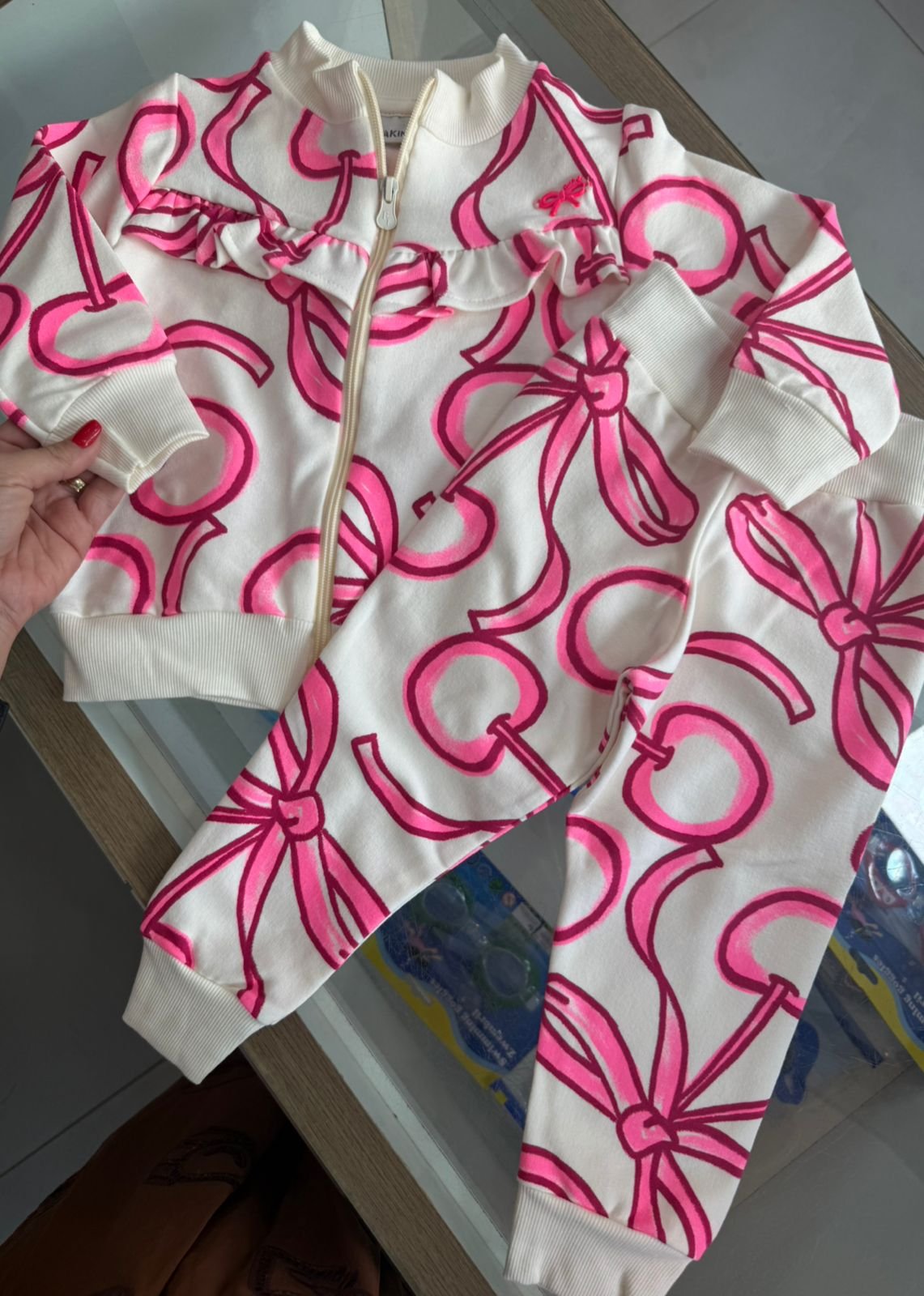 CONJUNTO JAQUETA MANGA LONGA ZÍPER BABADO E CALÇA MENINA FAKINI - OFF