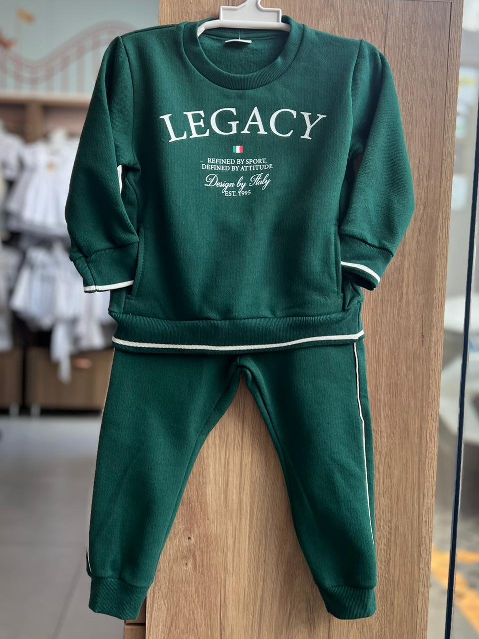CONJUNTO BLUSÃO MANGA LONGA LEGACY BOLSO E CALÇA MENINO FAKINI - VERDE