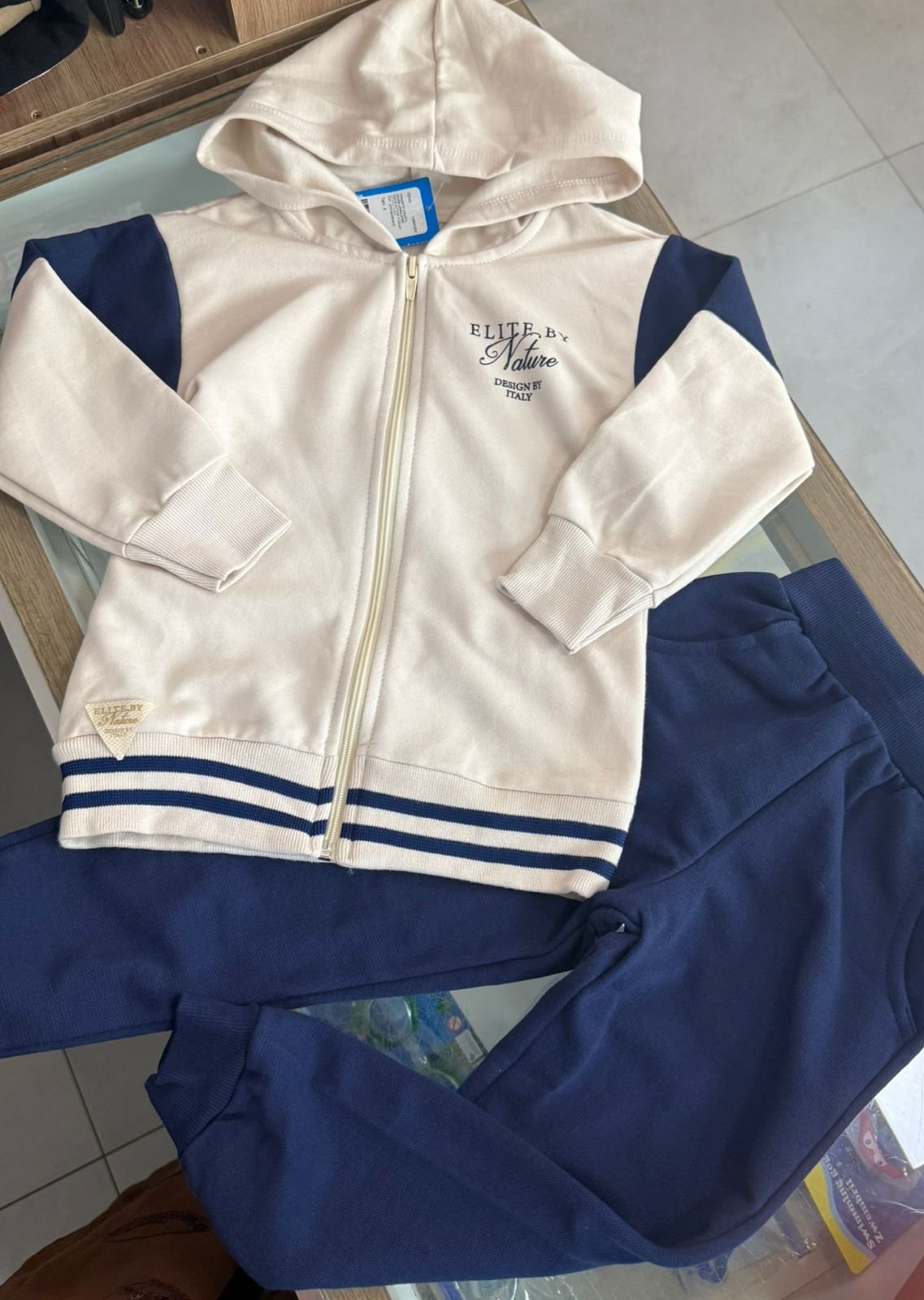 CONJUNTO JAQUETA MANGA LONGA ZÍPER CAPUZ ELITE BY E CALÇA MENINO FAKINI - OFF/MARINHO