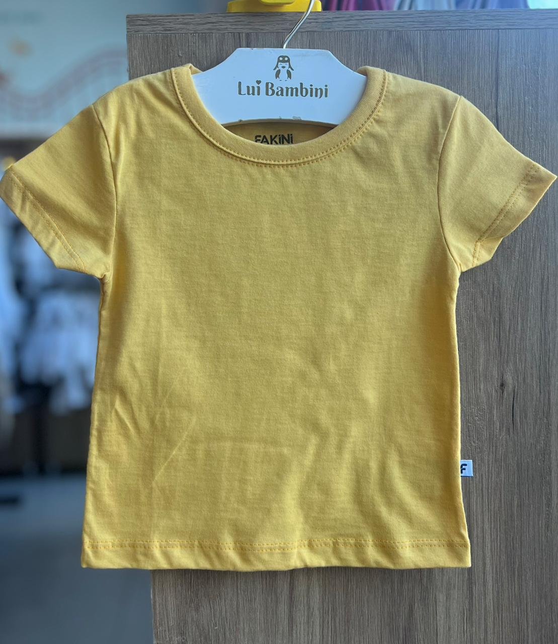 BLUSA MANGA CURTA LISO BÁSICO MENINA FAKINI - AMARELO