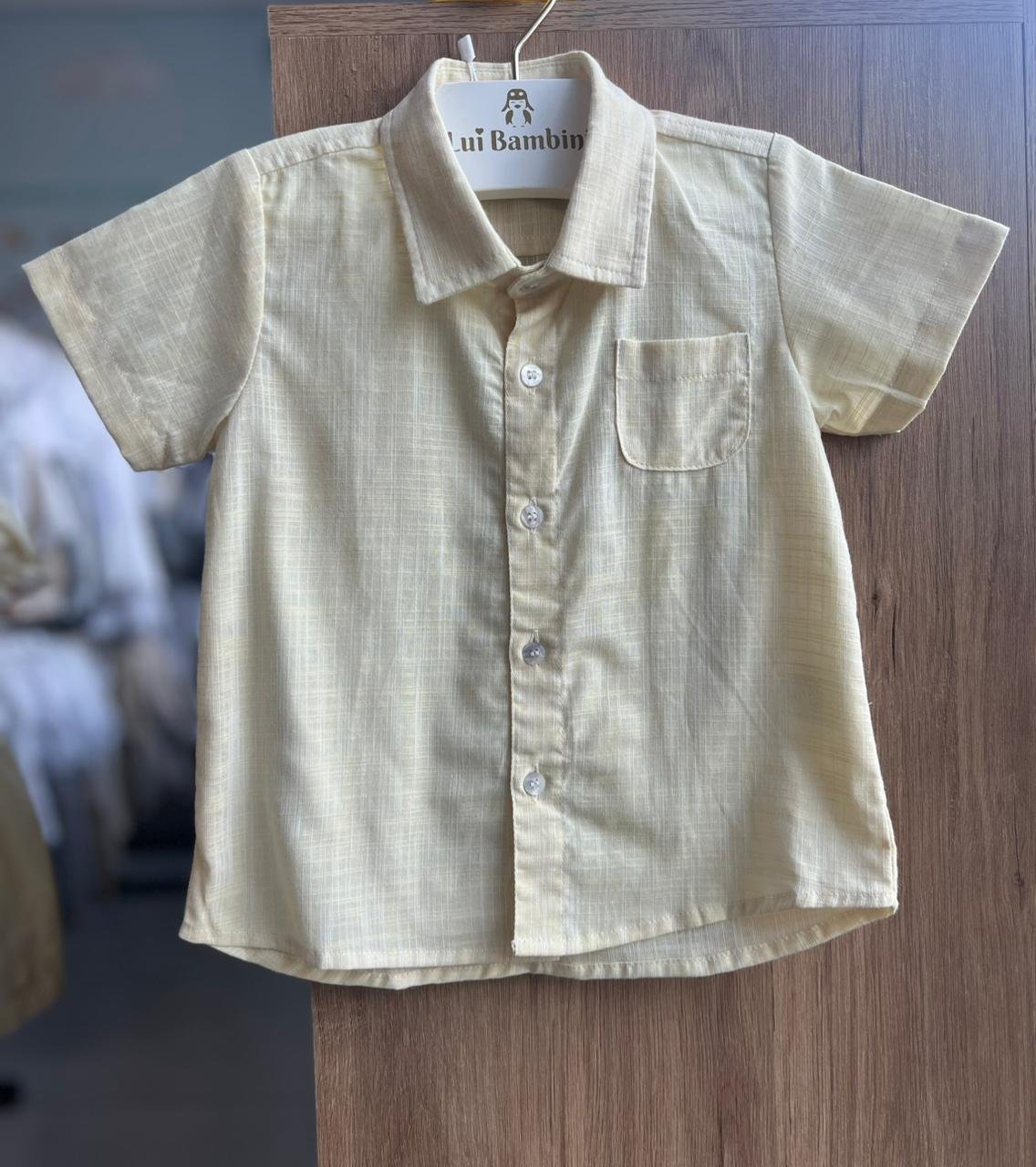 CAMISA MANGA CURTA SOCIAL MENINO BARBARA KIDS - AMARELO