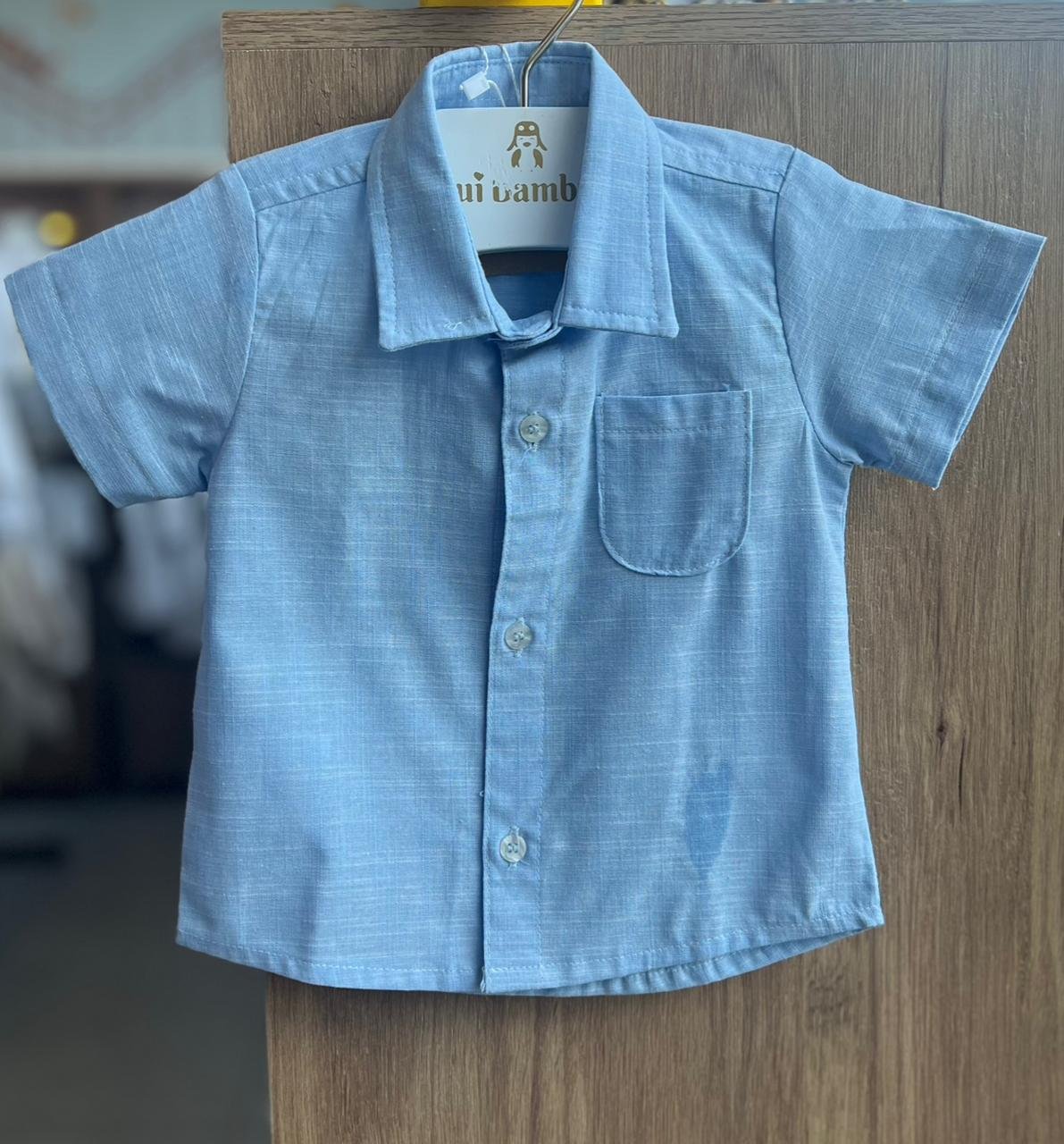 CAMISA MANGA CURTA SOCIAL MENINO BARBARA KIDS - AZUL