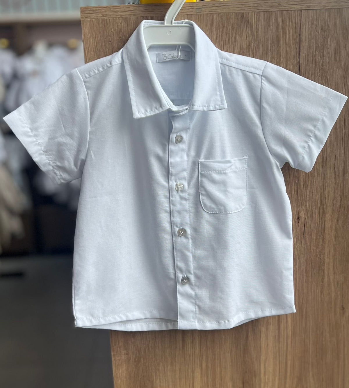 CAMISA MANGA CURTA BATIZADO SOCIAL MENINO BARBARA KIDS - BRANCO