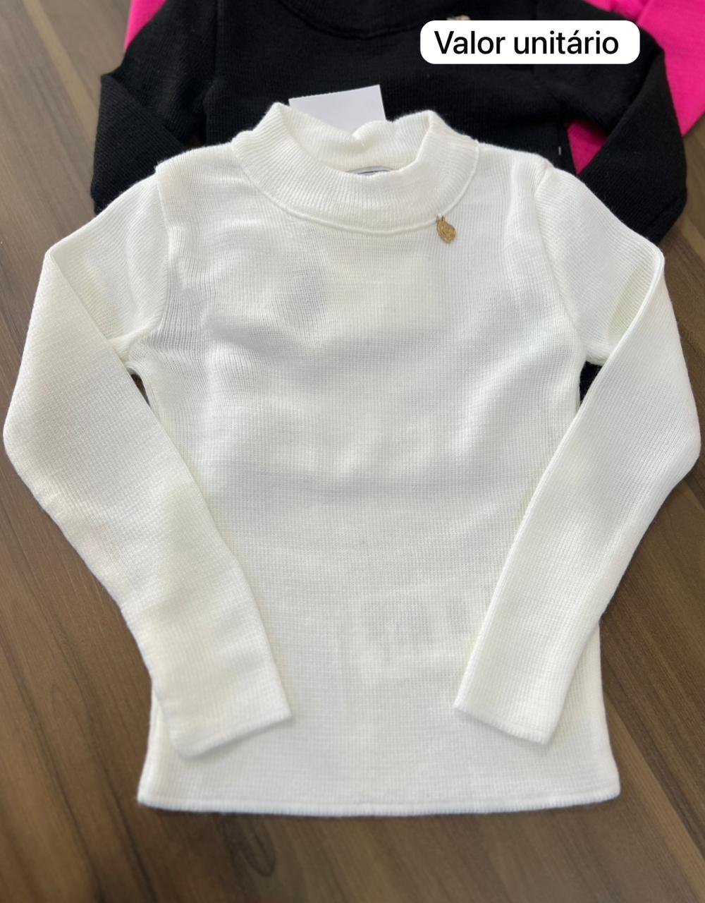 BLUSA MANGA LONGA CANELADO PINGENTE TRICOT TRICO MENINA BIMBI - OFF