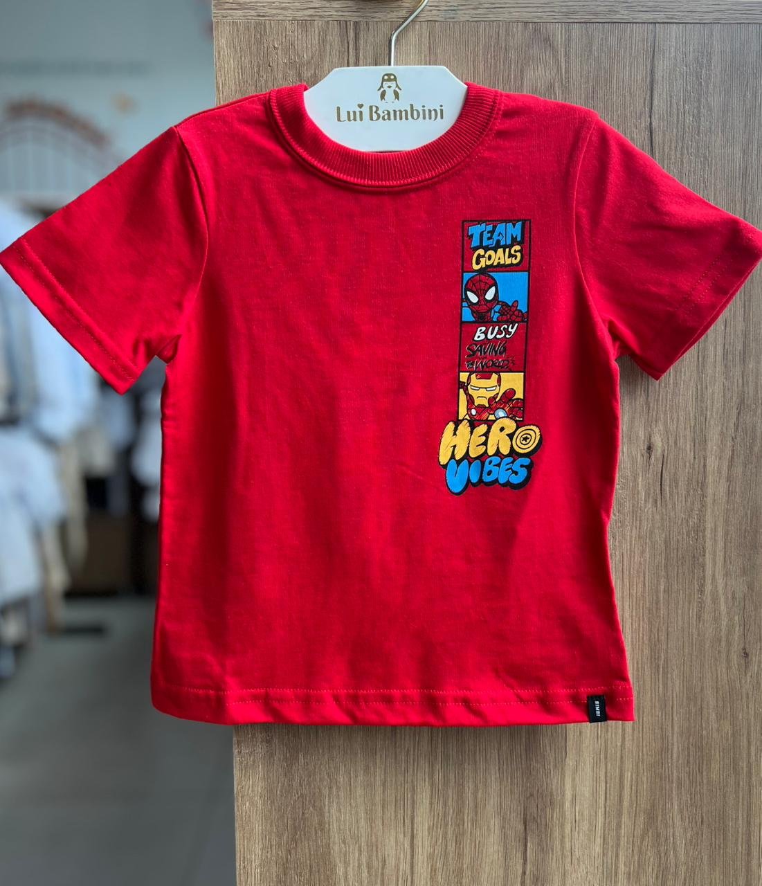 CAMISETA MANGA CURTA SPIDER MAN HOMEM ARANHA HEROI VIBE MENINO BIMBI - VERMELHO