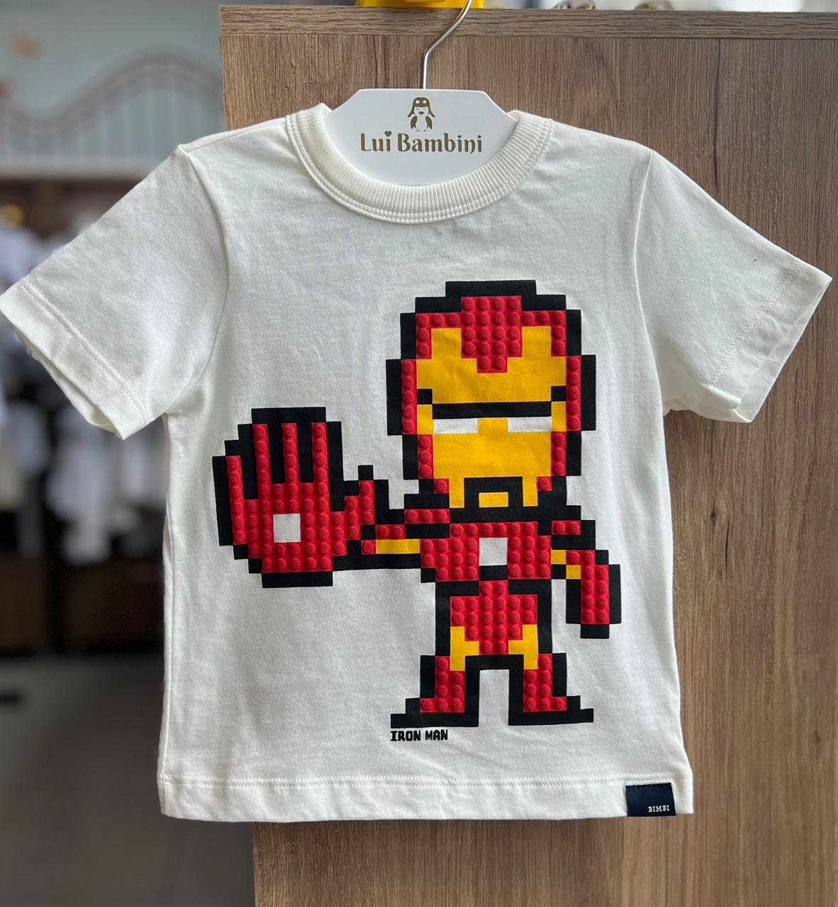 CAMISETA MANGA CURTA HOMEM DE FERRO AVENGERS HEROI MENINO BIMBI - OFF
