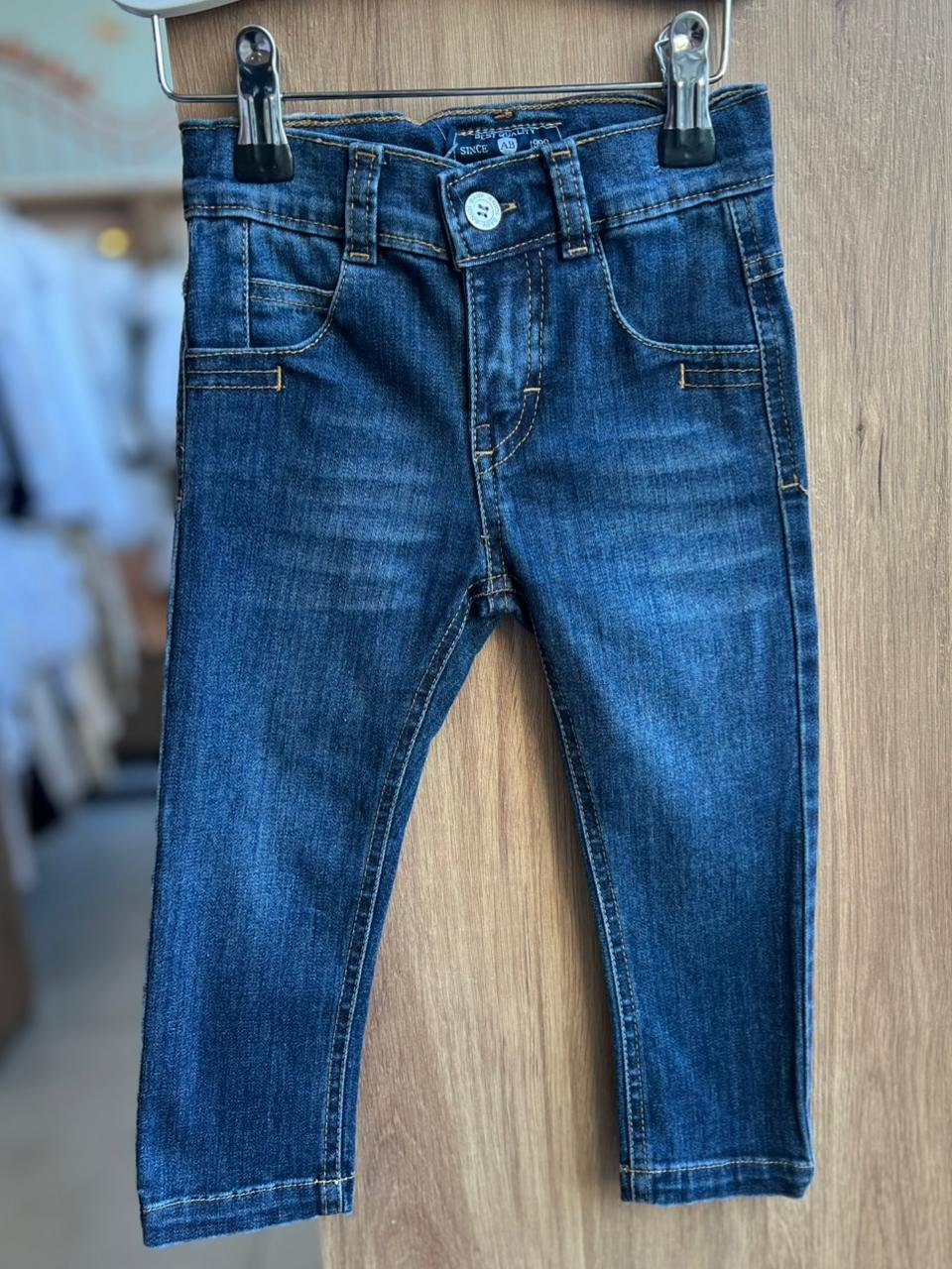CALÇA JEANS AJUSTE INTERNO BÁSICA BOLSO MENINO ANJOS BABY - JEANS