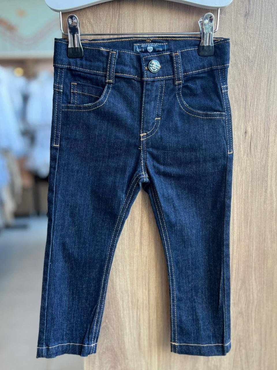 CALÇA JEANS AJUSTE INTERNO BÁSICA BOLSO MENINO ANJOS BABY - JEANS