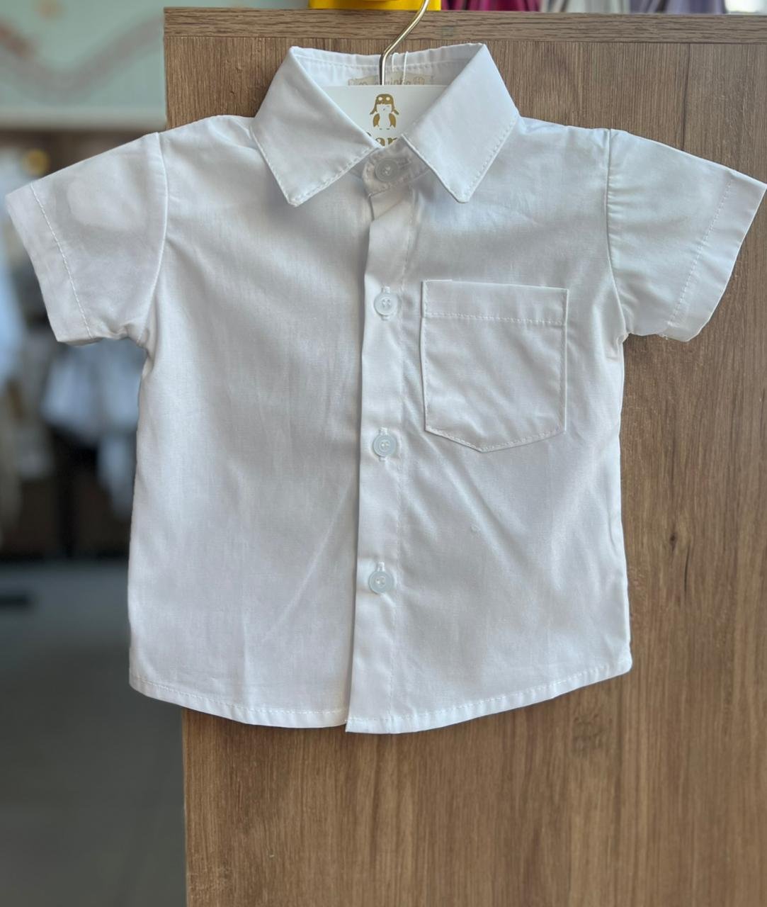 CAMISA MANGA CURTA BOLSO BOTÕES MENINO LUI BAMBINI - BRANCO