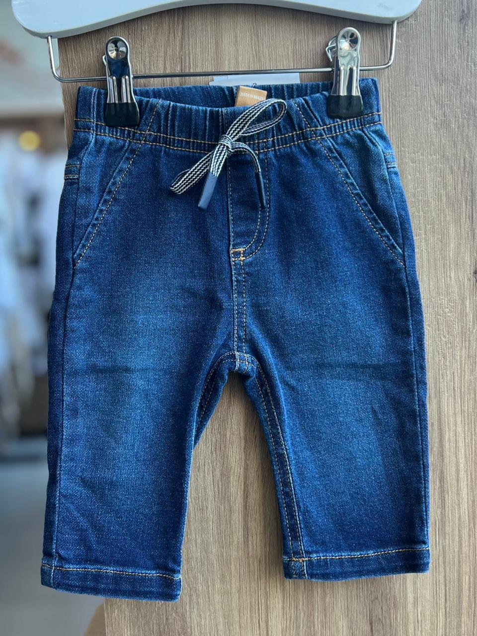 CALÇA JEANS CORDÃO ELÁSTICO CÓS BOLSO MENINO UP BABY - JEANS