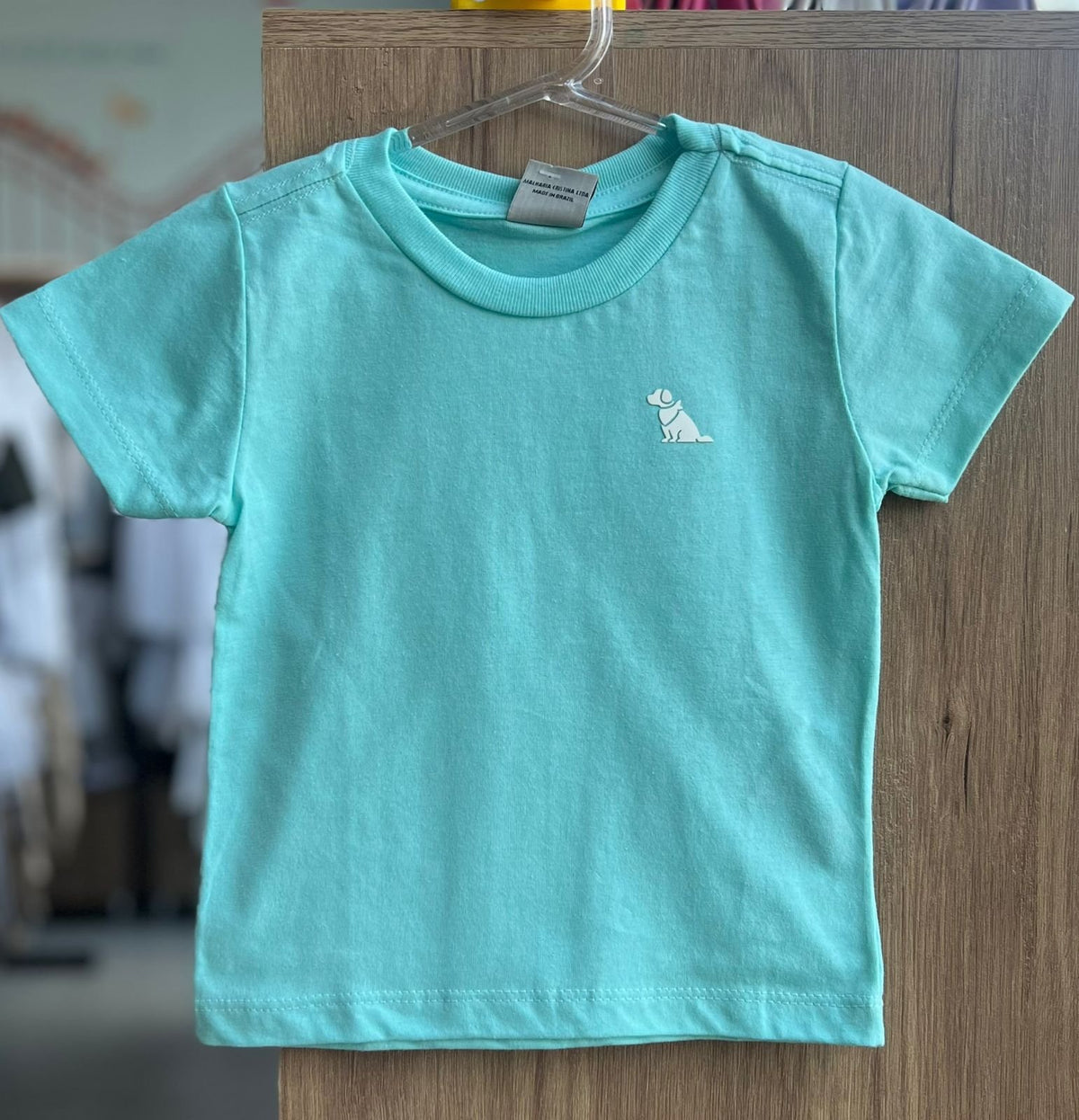 CAMISETA MANGA CURTA BÁSICA LISA MINIMALISTA CACHORRO MENINO QUIMBY - VERDE ÁGUA