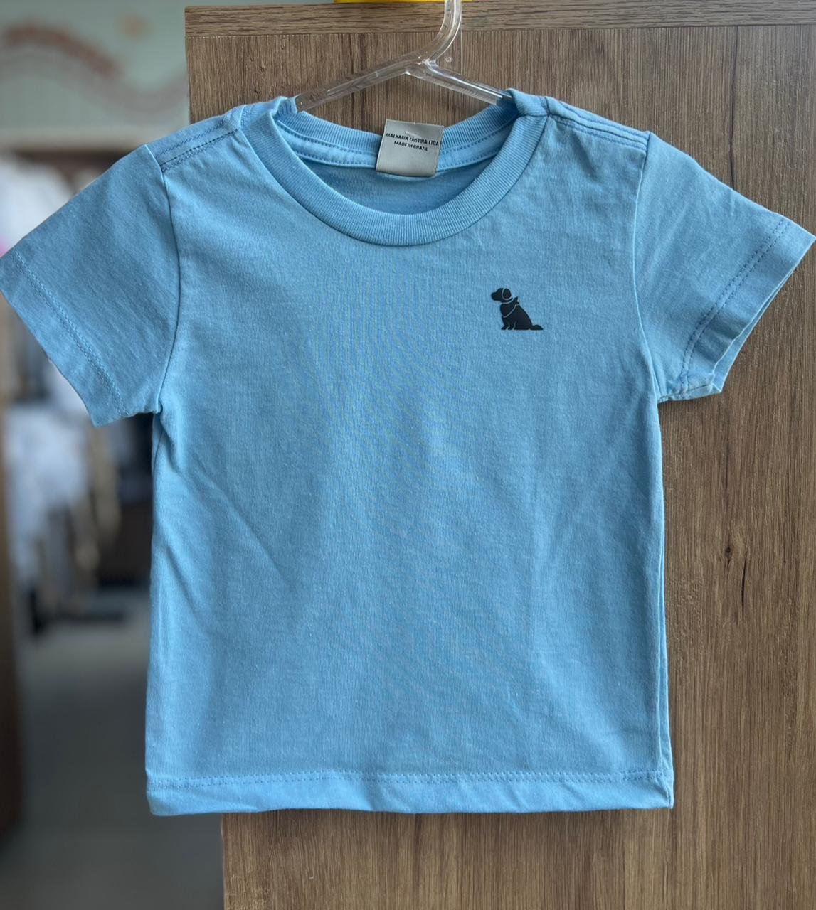 CAMISETA MANGA CURTA BÁSICA LISA MINIMALISTA CACHORRO MENINO QUIMBY - AZUL CLARO