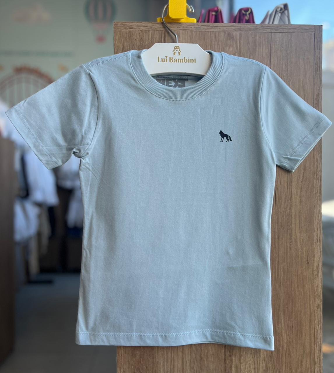 CAMISETA MANGA CURTA LISA BÁSICO MINIMALISTA LOBO MENINO ACOSTAMENTO - AZUL CLARO