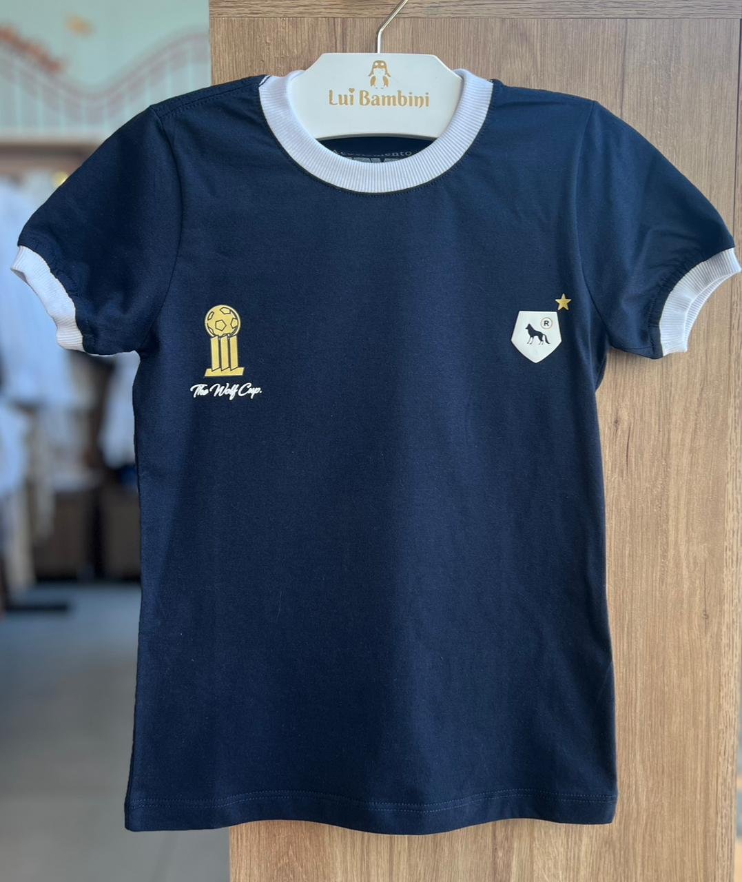 CAMISETA MANGA CURTA LOBO COPA TROFEU MENINO ACOSTAMENTO - MARINHO