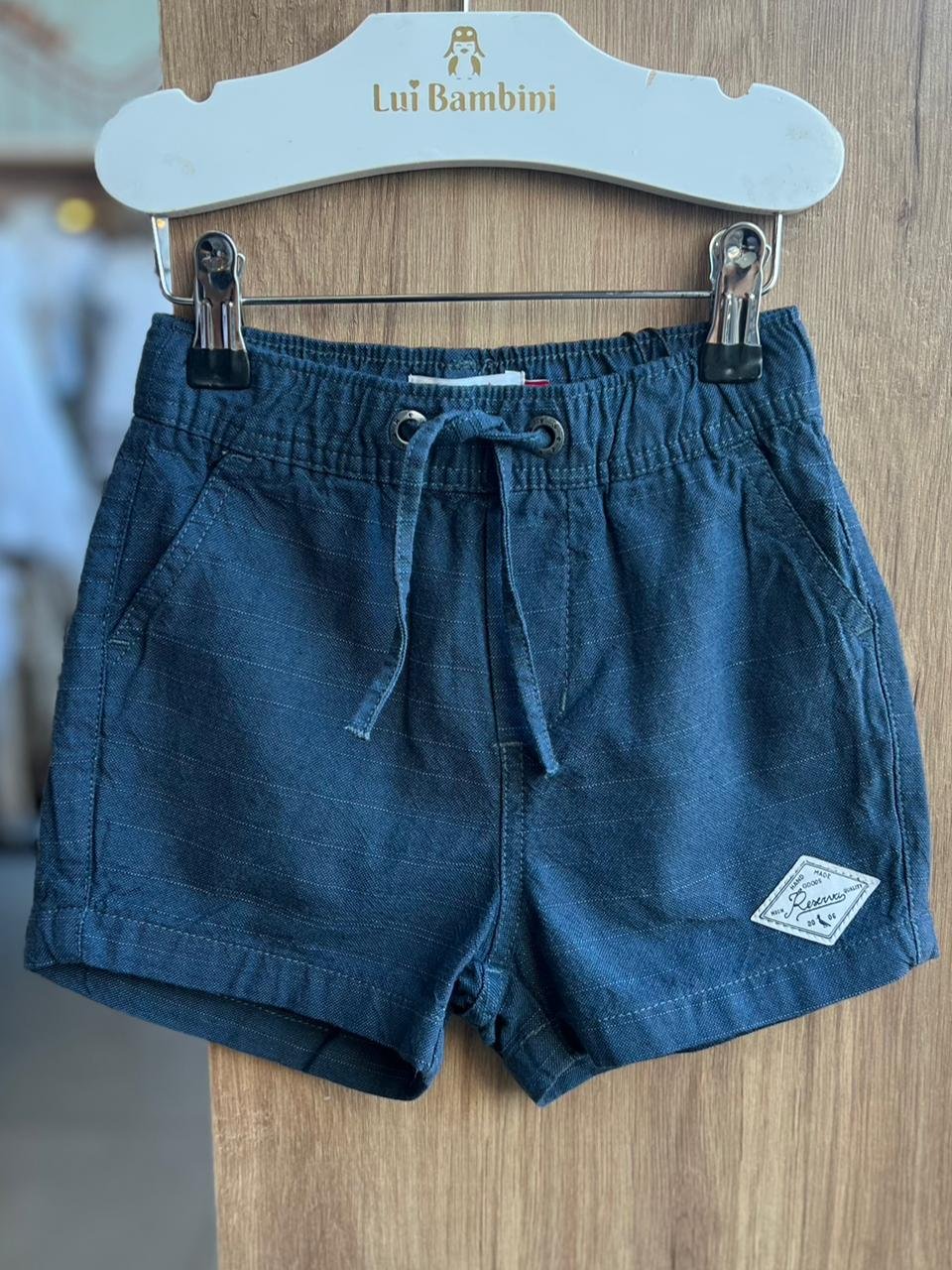 BERMUDA BOLSO FACA CORDÃO ELÁSTICO MAQUINETADO MENINO RESERVA MINI - MARINHO