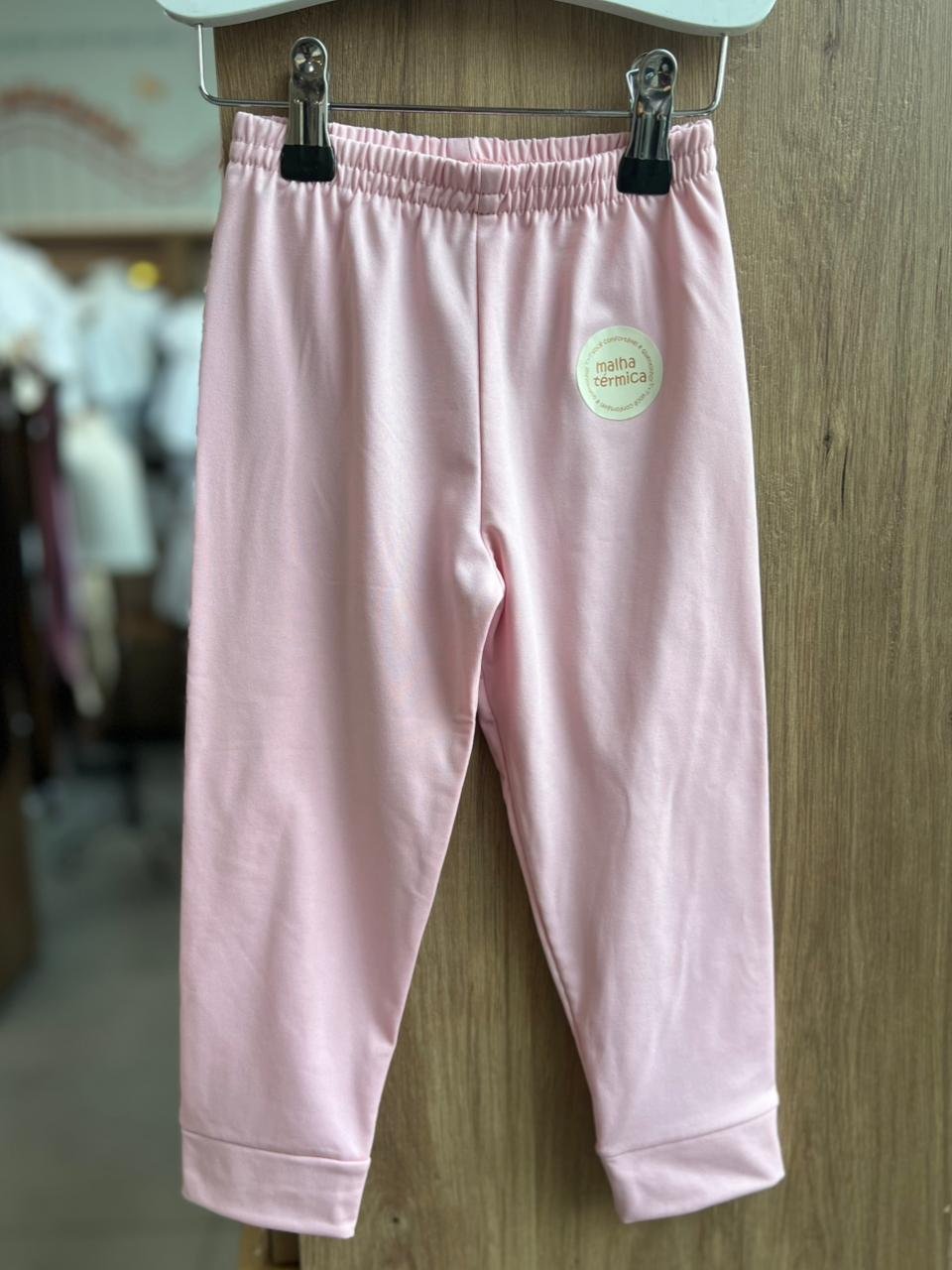 CALÇA LISA BÁSCA ELÁSTICO CÓS TERMICA MENINA ANGERÔ - ROSA