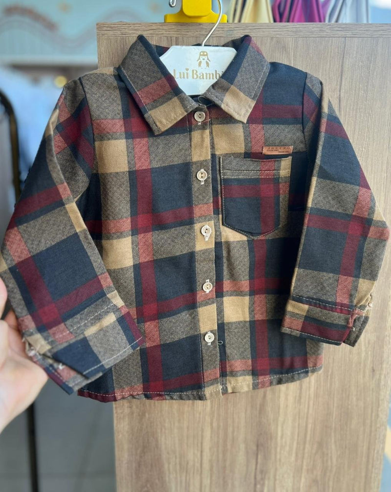 CAMISA MANGA LONGA XADREZ BOTÕES BOLSO FESTA JUNINA MENINO ANGERÔ