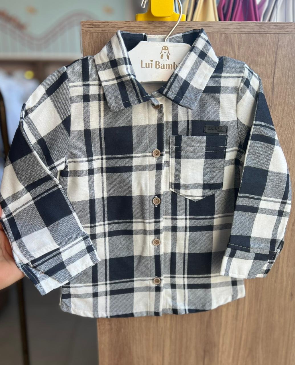 CAMISA MANGA LONGA XADREZ BOTÕES BOLSO FESTA JUNINA MENINO ANGERÔ - OFF