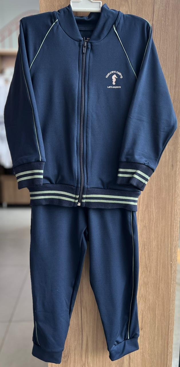 CONJUNTO JAQUETA MANGA LONGA HELANCA ZÍPER NATURE'S CALLING E CALÇA MENINO ONDA MARINHA - MARINHO